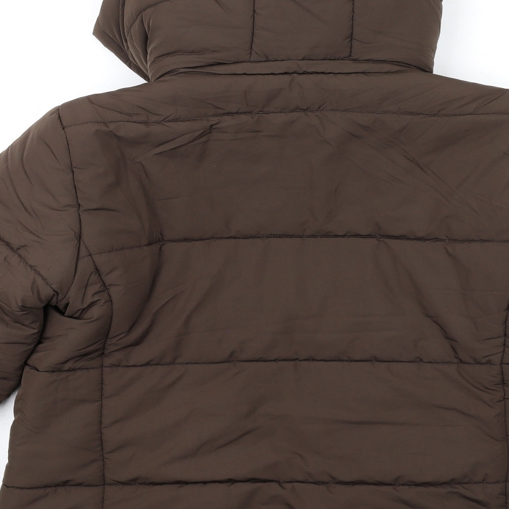 Marks and Spencer Womens Brown Puffer Jacket Coat Size 14 Zip