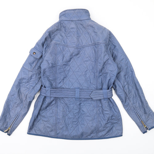 Barbour Womens Blue Quilted Coat Size 12 Zip