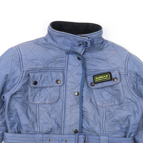 Barbour Womens Blue Quilted Coat Size 12 Zip