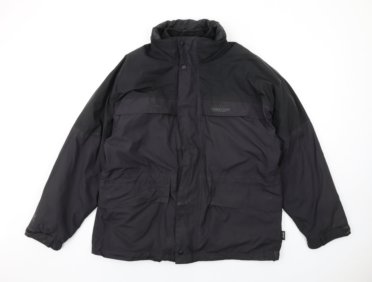 Regatta Mens Black Rain Coat Coat Size XL Zip