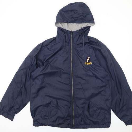 Auburn Mens Blue Windbreaker Coat Size L Zip