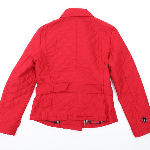 Rossetti Womens Red Quilted Coat Size 14 Button