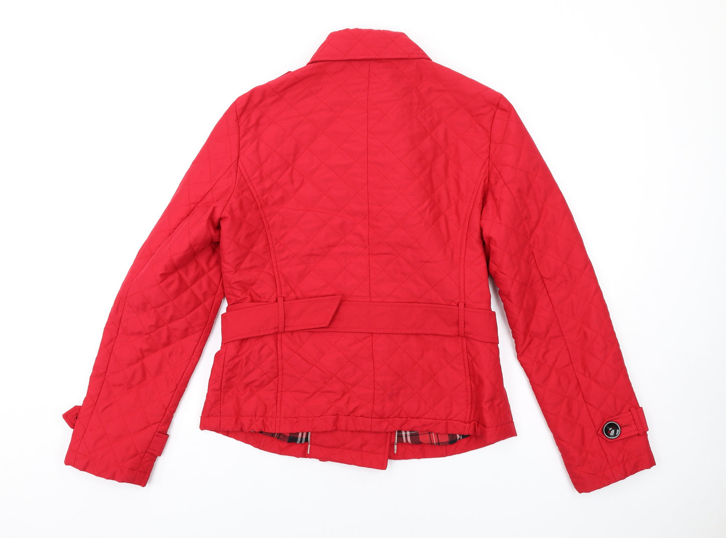 Rossetti Womens Red Quilted Coat Size 14 Button