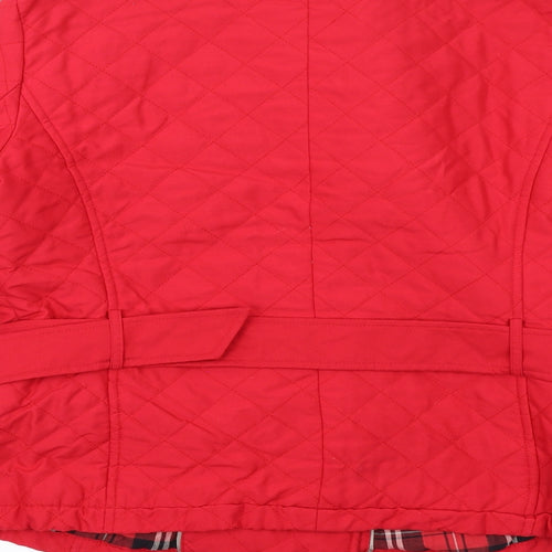 Rossetti Womens Red Quilted Coat Size 14 Button