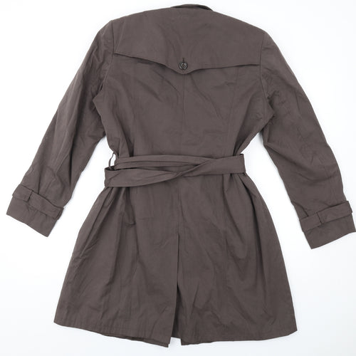David Barry Womens Brown Trench Coat Coat Size 16 Button