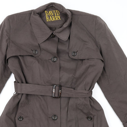 David Barry Womens Brown Trench Coat Coat Size 16 Button