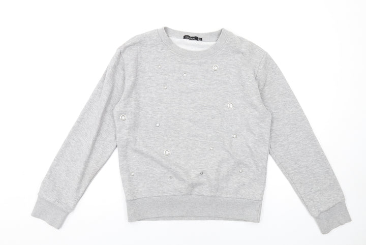 Boohoo Womens Grey Polyester Pullover Sweatshirt Size S Pullover