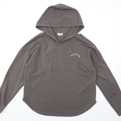River Island Womens Brown Cotton Pullover Hoodie Size L Pullover - Cut Out Back