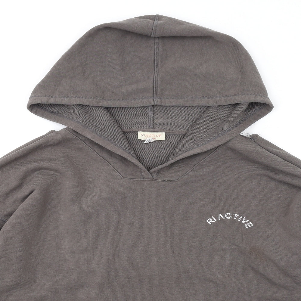 River Island Womens Brown Cotton Pullover Hoodie Size L Pullover - Cut Out Back