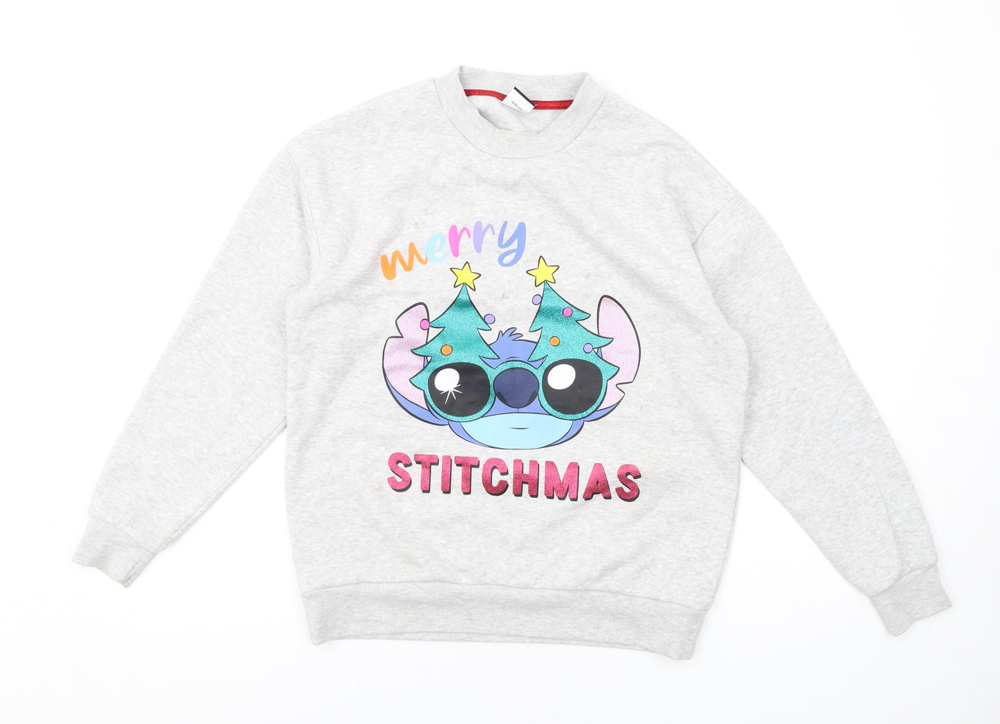 Disney Womens Grey Cotton Pullover Sweatshirt Size S Pullover - Christmas Stitch