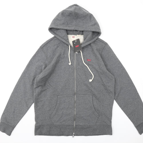 Levi's Mens Grey Cotton Full Zip Hoodie Size L