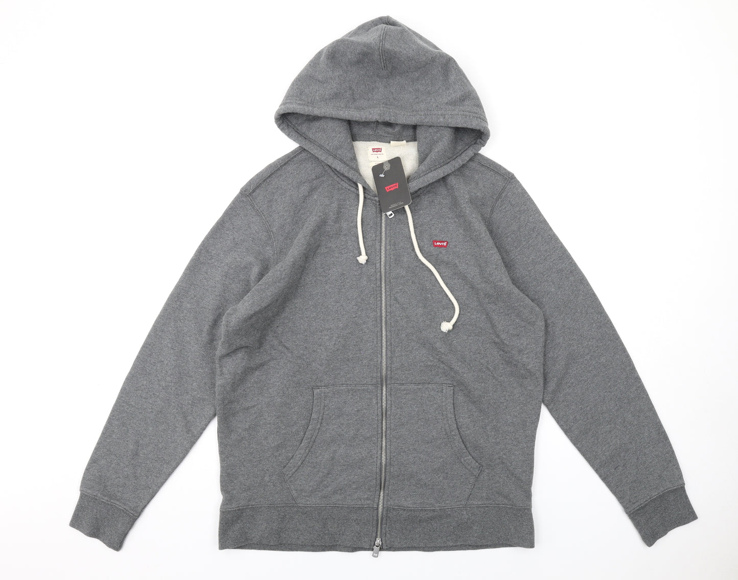 Levi's Mens Grey Cotton Full Zip Hoodie Size L