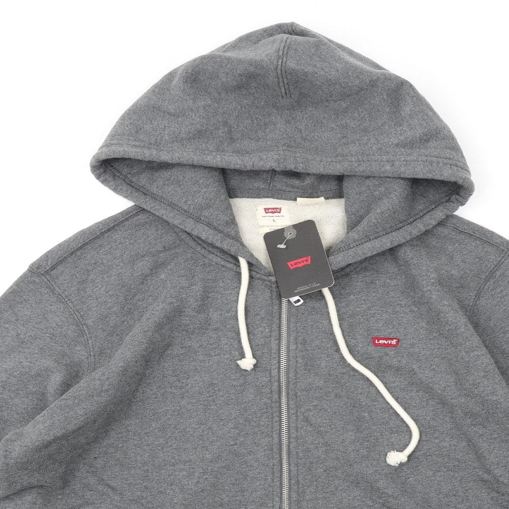 Levi's Mens Grey Cotton Full Zip Hoodie Size L
