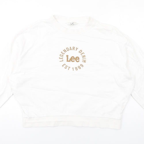 Lee Cooper Womens White Cotton Pullover Sweatshirt Size S Pullover