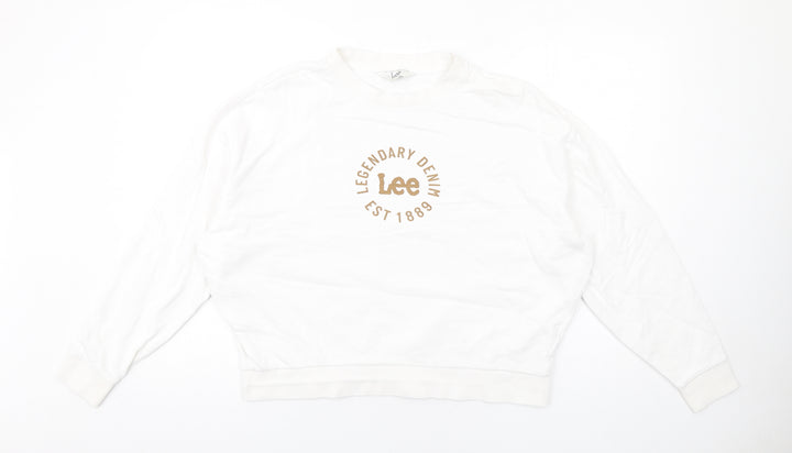 Lee Cooper Womens White Cotton Pullover Sweatshirt Size S Pullover