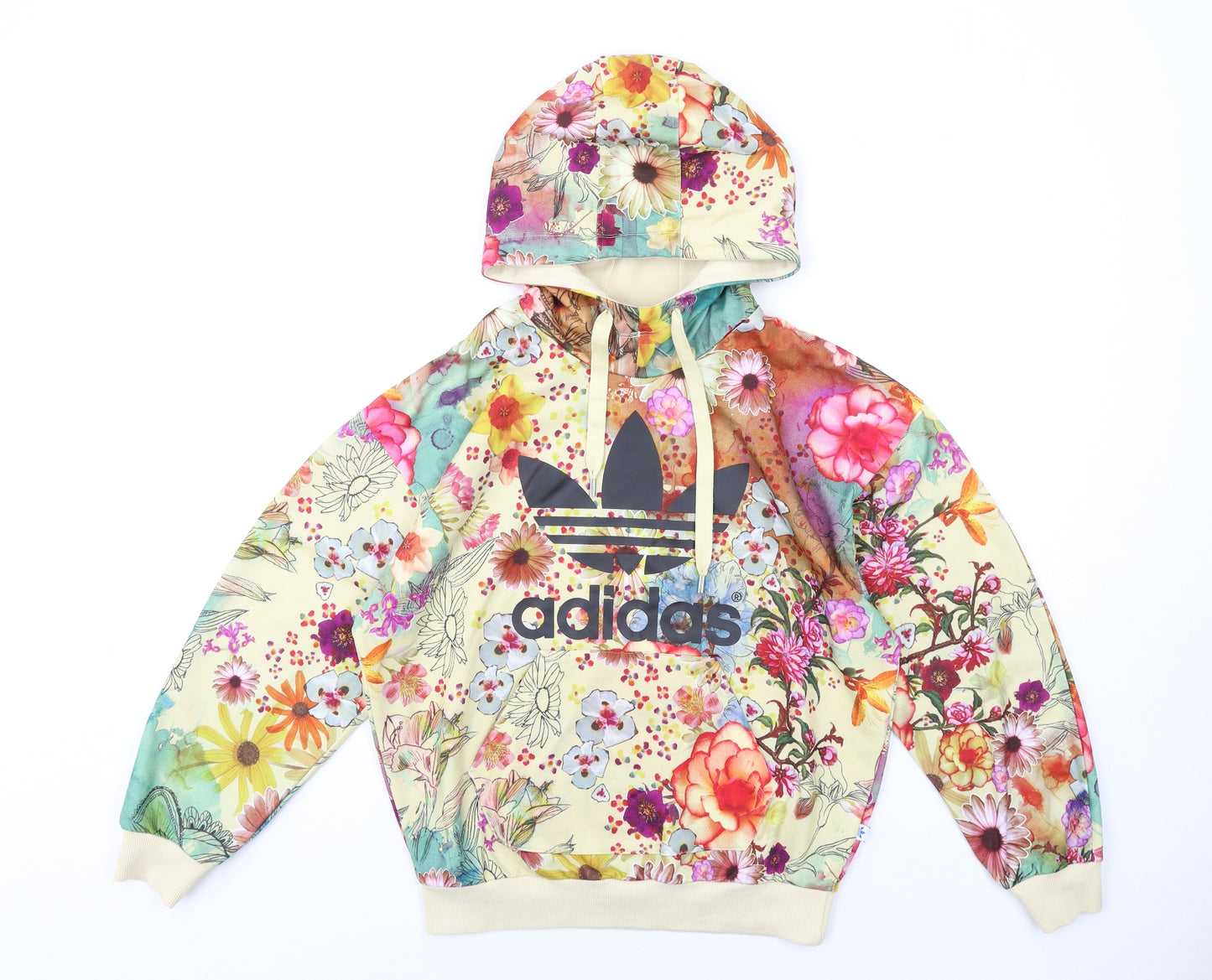 adidas Womens Multicoloured Floral Polyester Pullover Hoodie Size 10 Pullover