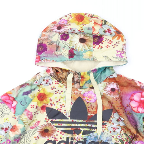 adidas Womens Multicoloured Floral Polyester Pullover Hoodie Size 10 Pullover