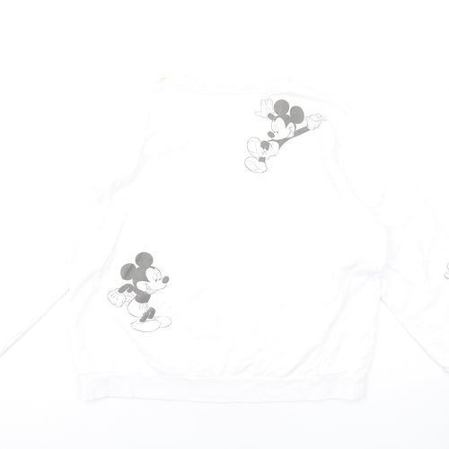 Disney Womens White Cotton Pullover Sweatshirt Size L Pullover - Mickey Mouse