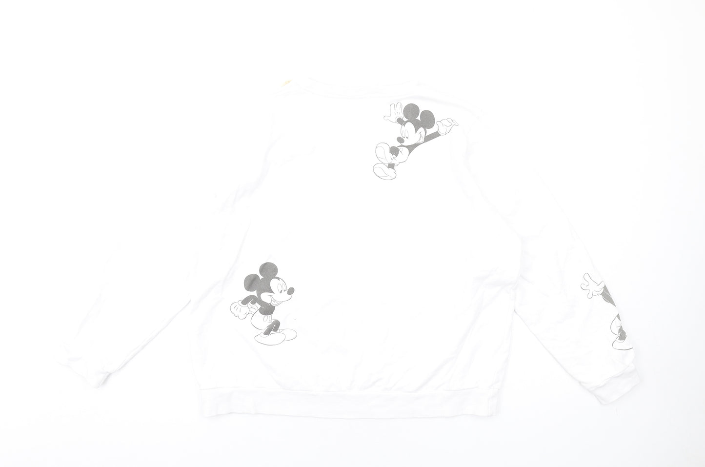 Disney Womens White Cotton Pullover Sweatshirt Size L Pullover - Mickey Mouse