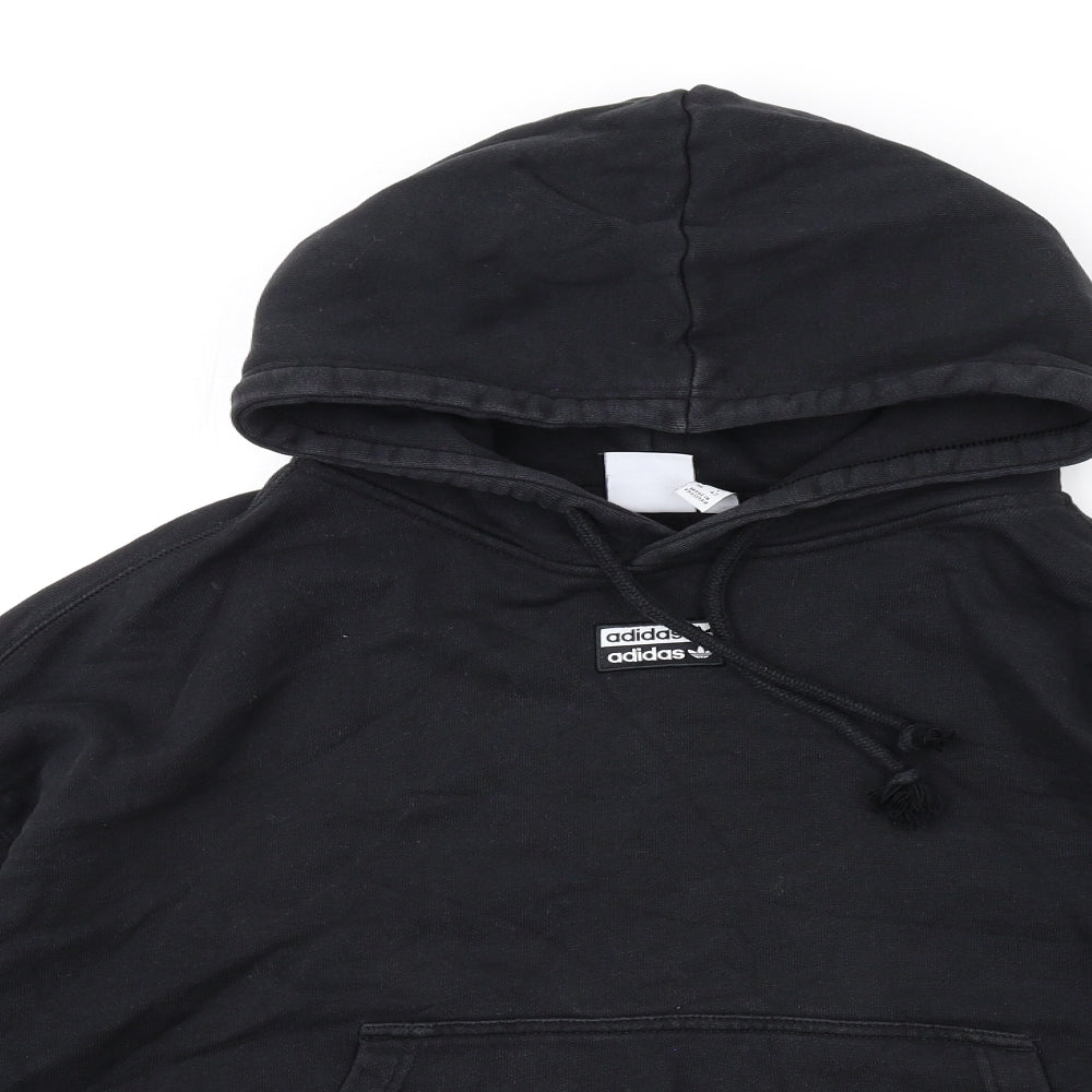 adidas Womens Black Cotton Pullover Hoodie Size 10 Pullover