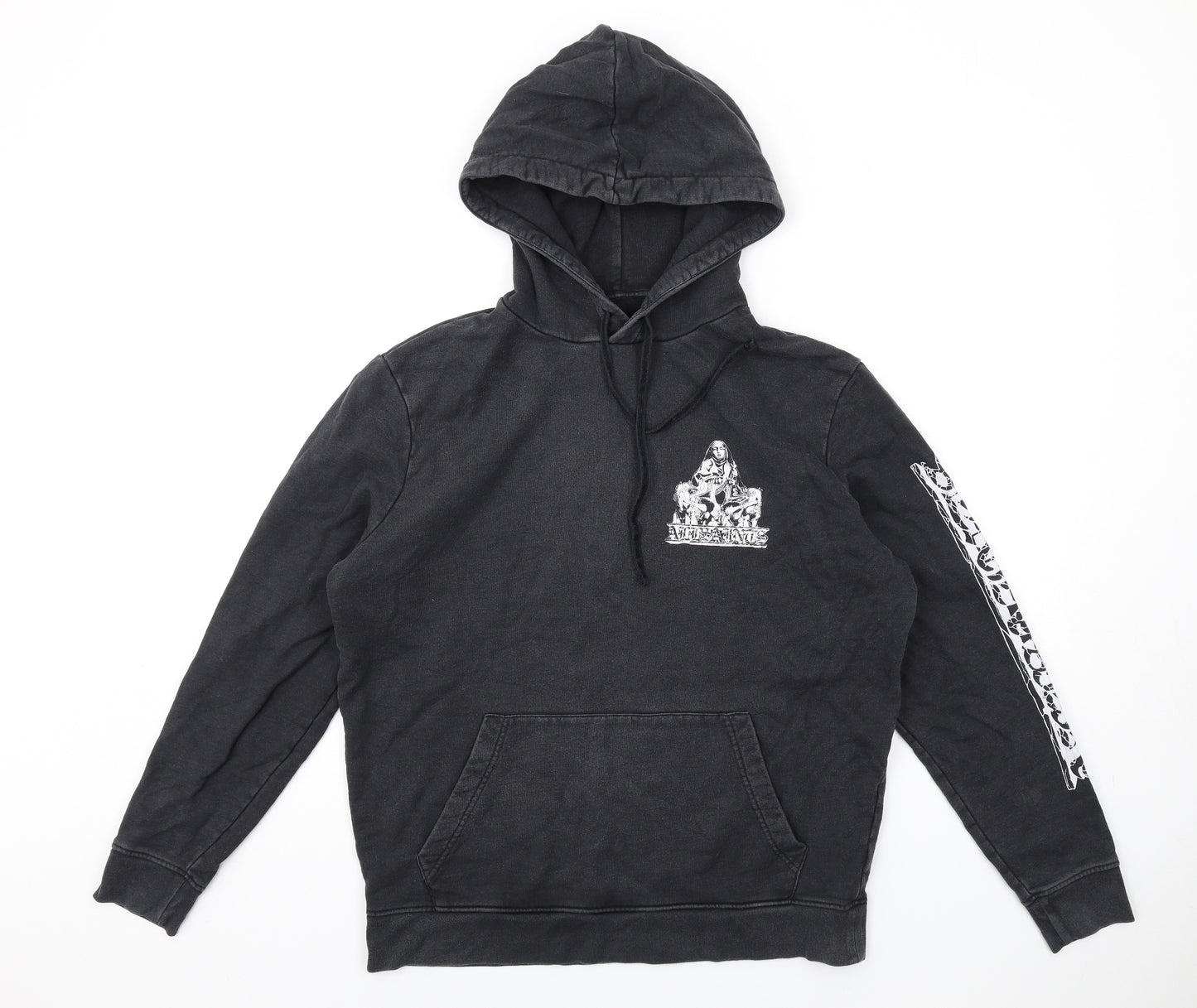 AllSaints Mens Black Cotton Pullover Hoodie Size XS