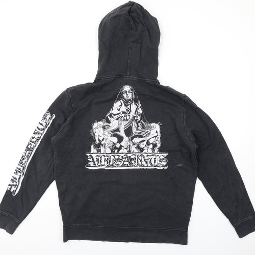 AllSaints Mens Black Cotton Pullover Hoodie Size XS