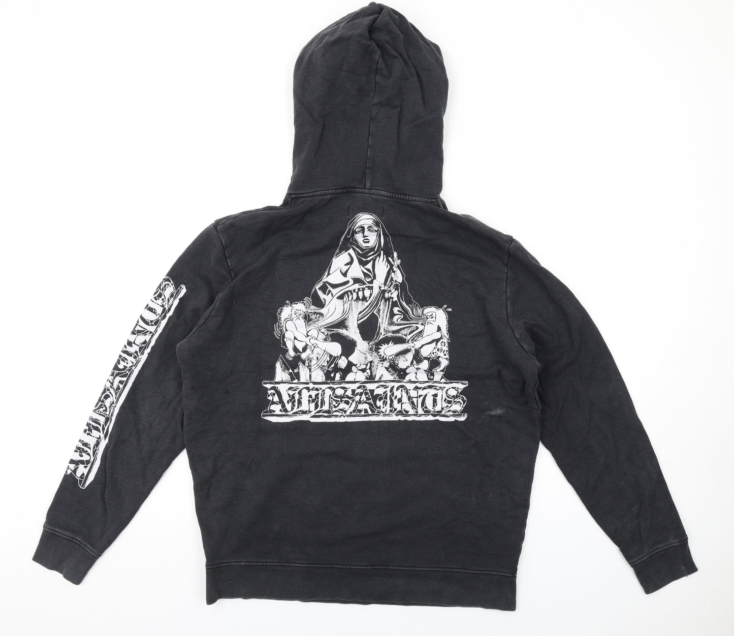 AllSaints Mens Black Cotton Pullover Hoodie Size XS