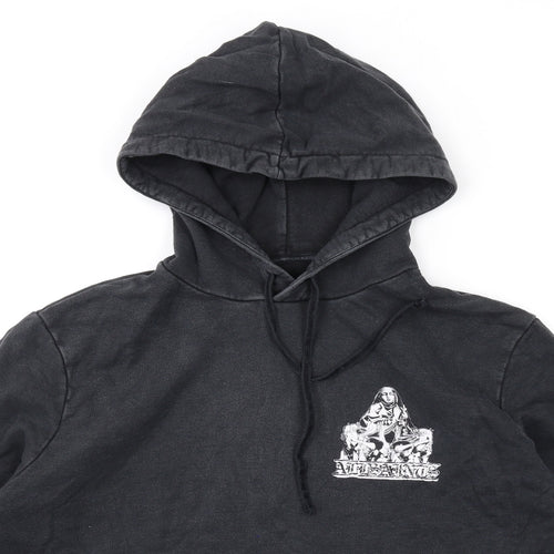 AllSaints Mens Black Cotton Pullover Hoodie Size XS