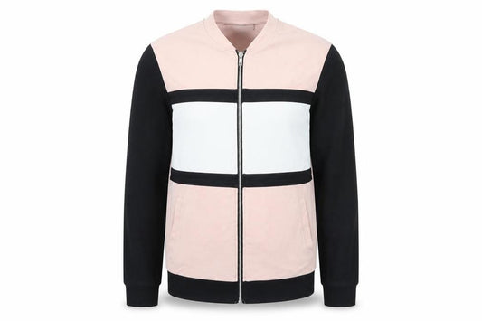 Front view of ASOS men’s pink cotton full zip sweatshirt, size M