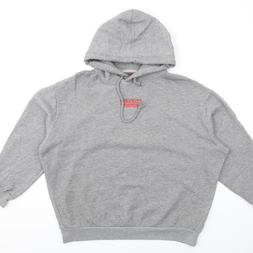Pull&Bear Womens Grey Polyester Pullover Hoodie Size S Pullover - Stranger Things
