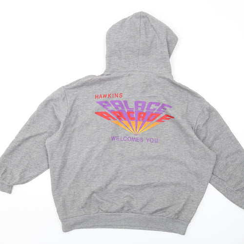 Pull&Bear Womens Grey Polyester Pullover Hoodie Size S Pullover - Stranger Things