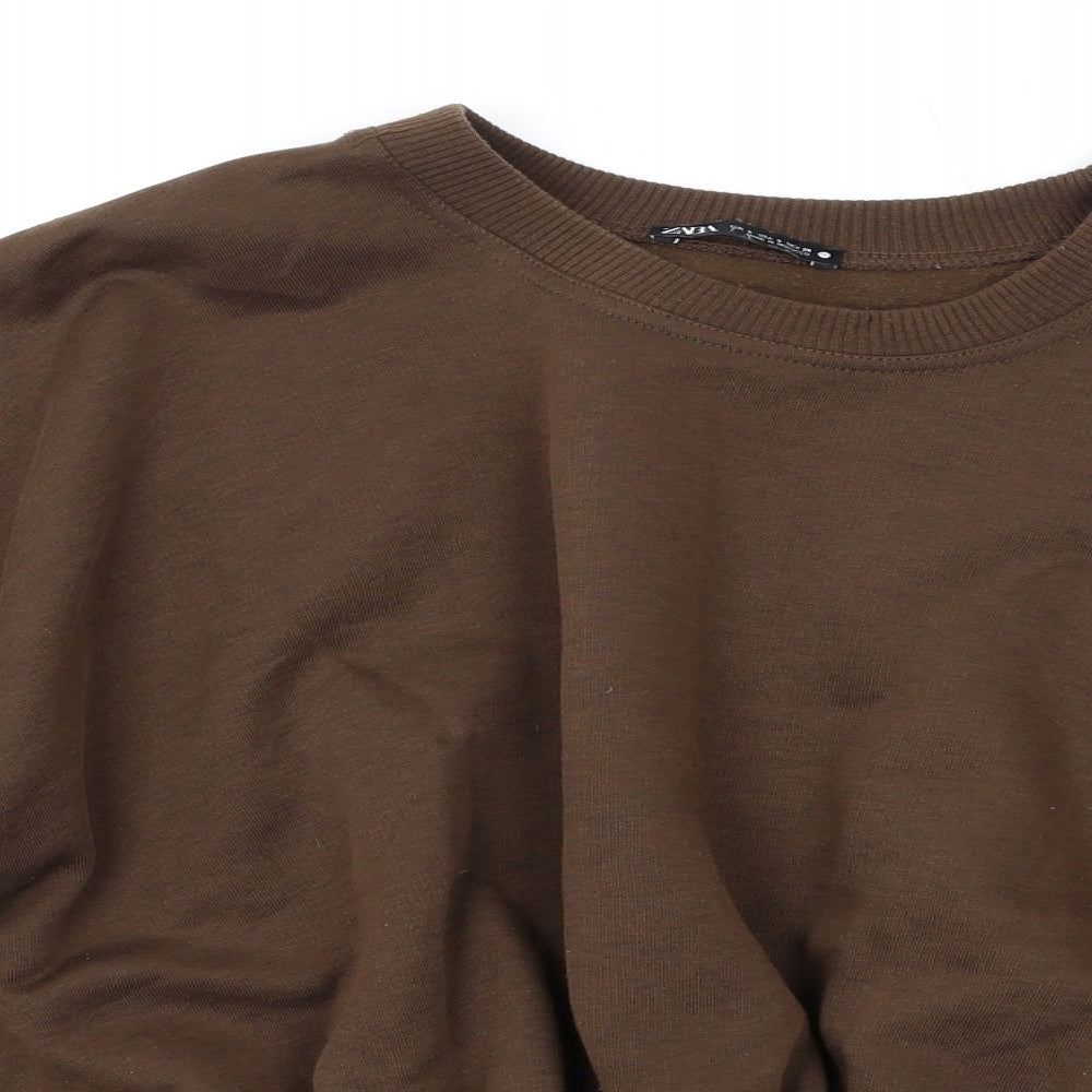 Zara Womens Brown Polyester Pullover Sweatshirt Size S Pullover