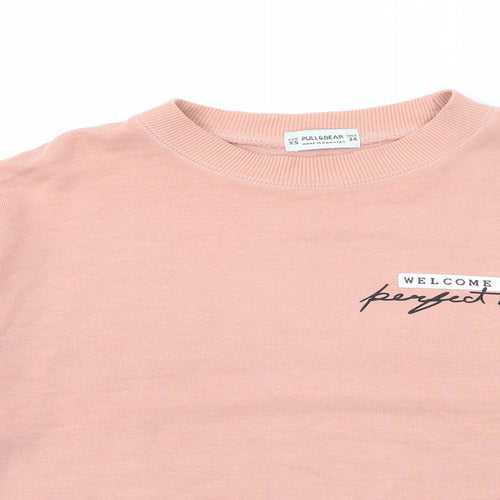 Pull&Bear Womens Pink Polyester Pullover Sweatshirt Size XS Pullover