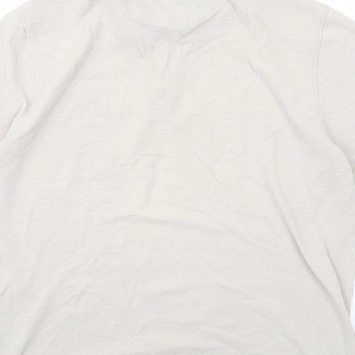 Marks and Spencer Mens Beige Cotton Polo Size L Collared Button