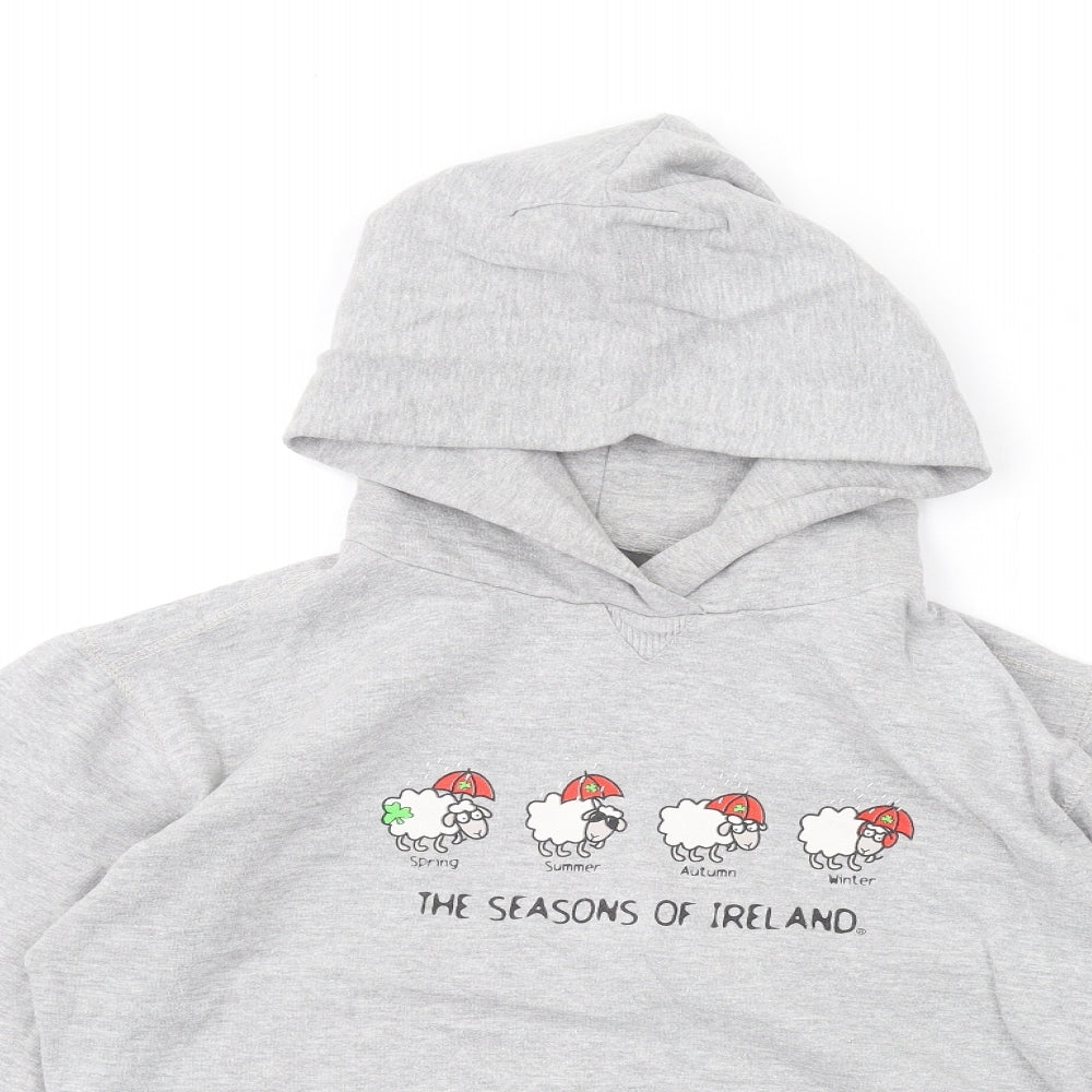 Random Boys Grey Polyester Pullover Hoodie Size 14-15 Years Pullover