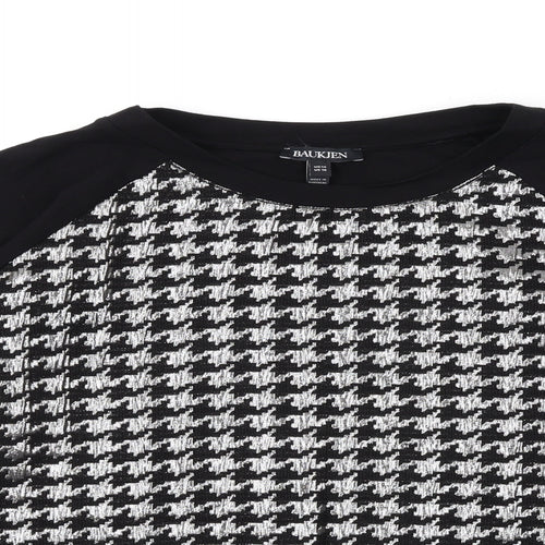 Baukjen Womens Black Houndstooth Viscose Pullover Sweatshirt Size 14 Pullover