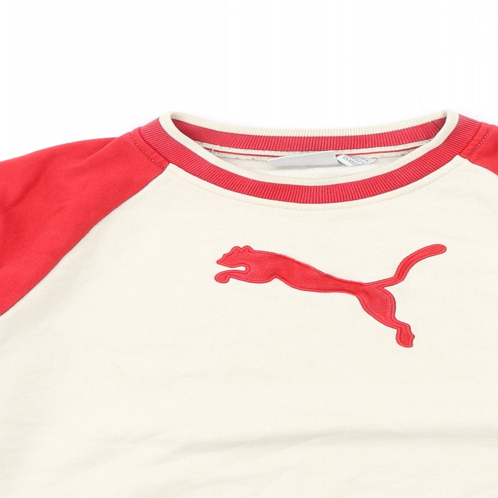 PUMA Womens Ivory Cotton Pullover Sweatshirt Size 6 Pullover