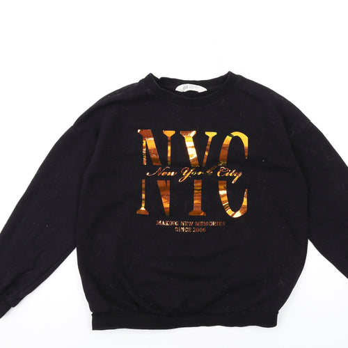 H&M Boys Black Cotton Pullover Sweatshirt Size 10-11 Years Pullover - NYC