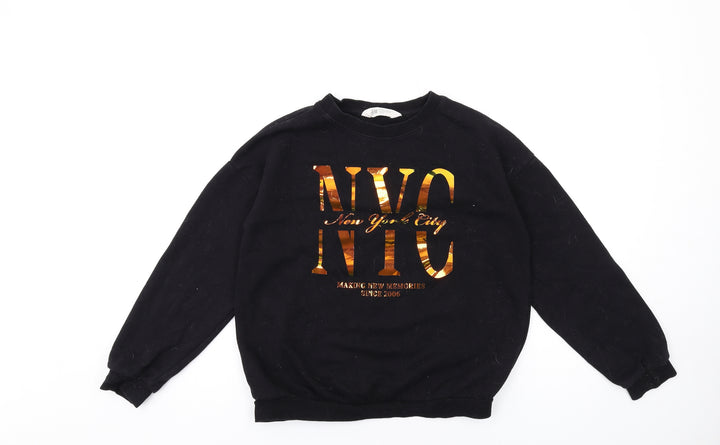 H&M Boys Black Cotton Pullover Sweatshirt Size 10-11 Years Pullover - NYC