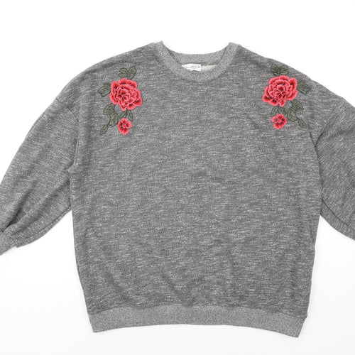 Pull&Bear Womens Grey Cotton Pullover Sweatshirt Size S Pullover
