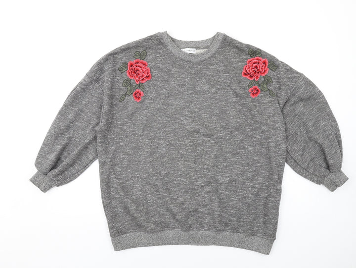 Pull&Bear Womens Grey Cotton Pullover Sweatshirt Size S Pullover