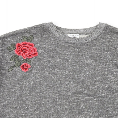 Pull&Bear Womens Grey Cotton Pullover Sweatshirt Size S Pullover