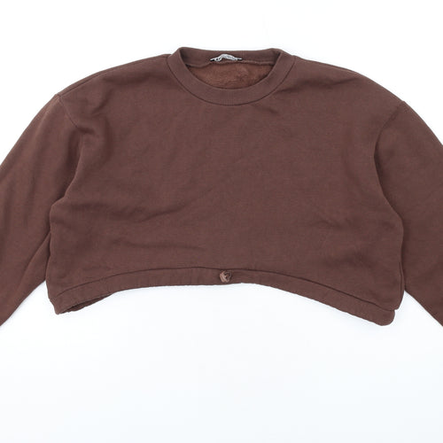Zara Womens Brown Cotton Pullover Sweatshirt Size M Pullover
