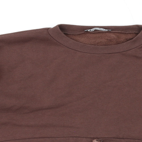 Zara Womens Brown Cotton Pullover Sweatshirt Size M Pullover