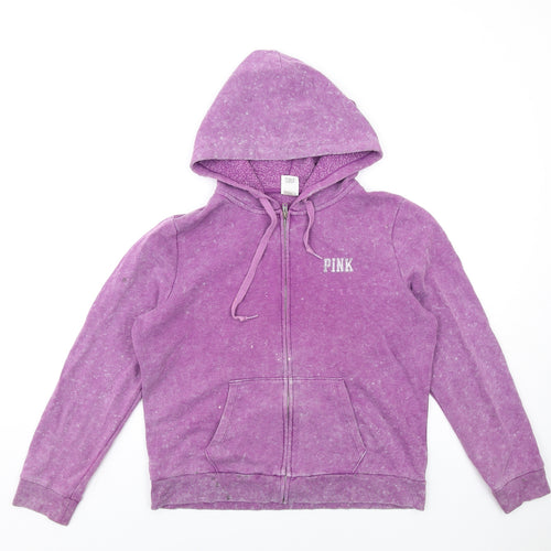 PINK Womens Purple Cotton Full Zip Hoodie Size XL Zip