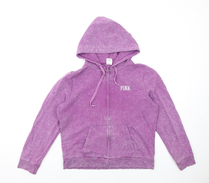 PINK Womens Purple Cotton Full Zip Hoodie Size XL Zip