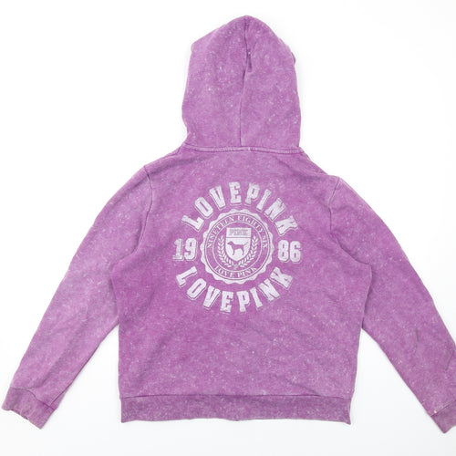 PINK Womens Purple Cotton Full Zip Hoodie Size XL Zip