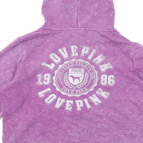 PINK Womens Purple Cotton Full Zip Hoodie Size XL Zip