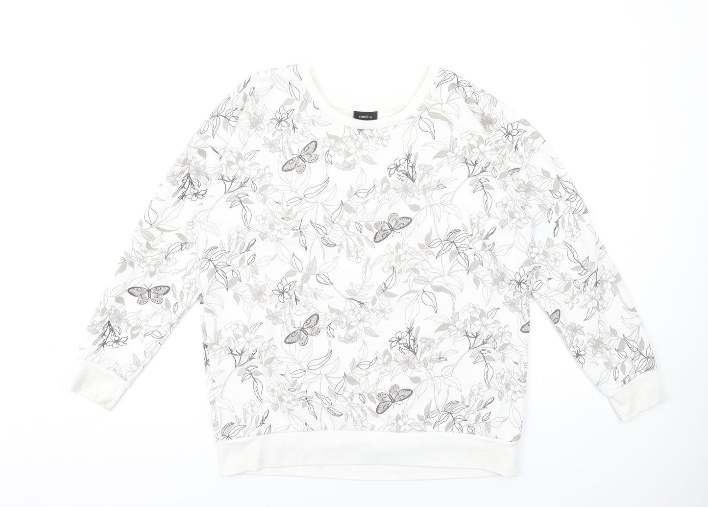 NEXT Womens White Floral Cotton Pullover Sweatshirt Size 16 Pullover