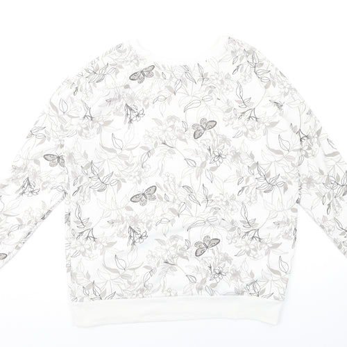 NEXT Womens White Floral Cotton Pullover Sweatshirt Size 16 Pullover
